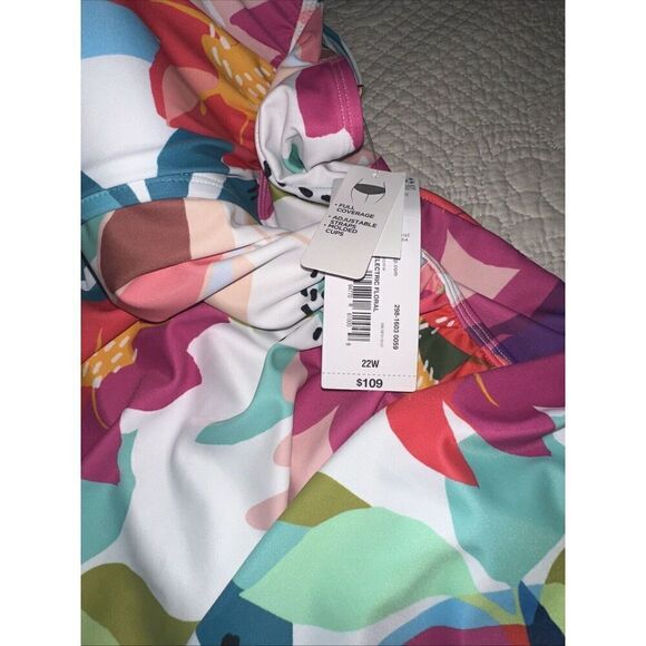 Liz Claiborne Electric Floral One Piece Swimsuit Swim Dress Sizes Plus Size 22 W - Picture 5 of 5